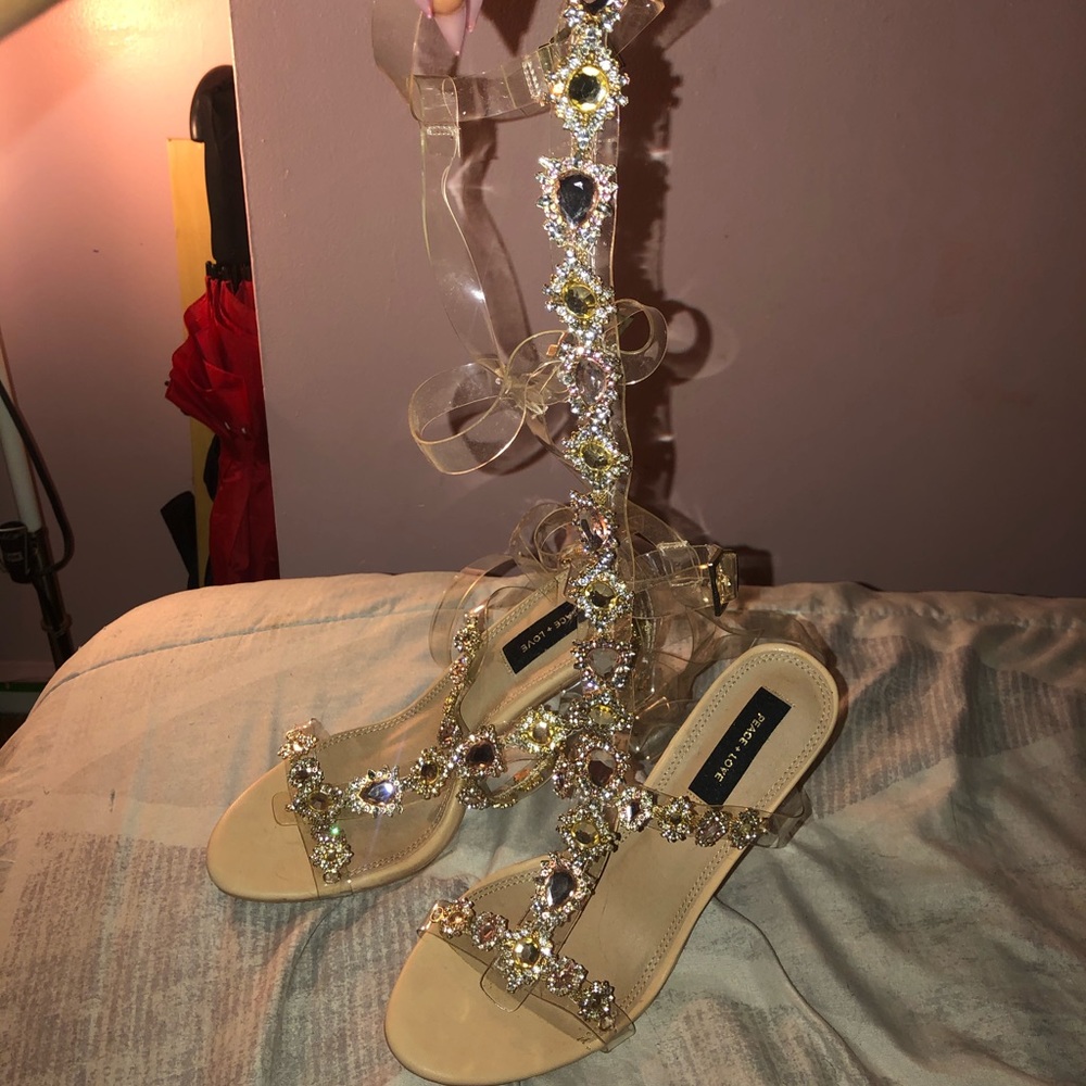 Nude & clear heels